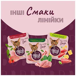 Вологий корм для кішок Delickcious Суп з сардини з креветками та додаванням гарбуза 80 г (4820269141568) - мініатюра 7