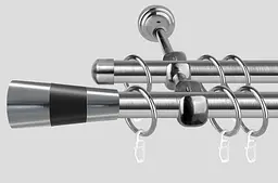 Карниз для штор металевий, дворядний 19 мм, Сталь Валео (сталь+чорний) 300 см