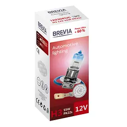 Галогенова лампа Brevia H3 12V 55W PK22s Power Ultra +60% CP(12030PUC)