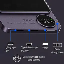 Повербанк Q9 MagSafe Power Bank Q9 бездротовий з бездротовою зарядкою для iPhone 5000 mAh 20W - мініатюра 7