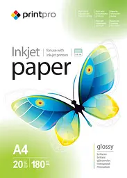Фотопапір PrintPro глянцевий 180г/м2 A4 20арк (PGE180020A4)