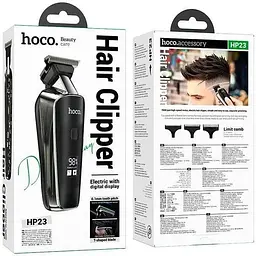 Машинка для стрижки Hoco HP23 чоловіча акумуляторна машинка для стрижки з дисплеєм чорна - мініатюра 3