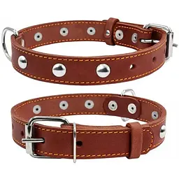 Нашийник Collar одинарний з прикрасами, 32-40х2 см, коричневий