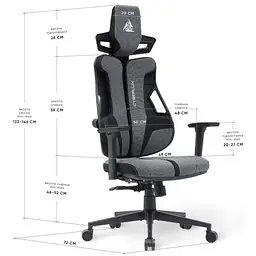 Геймерське крісло Cyberlux V8 Fabric Grey (GM-V8 FG)  - мініатюра 5