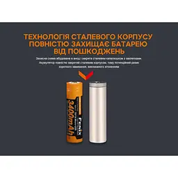 Акумулятор Fenix 18650 (3400 mAh) micro usb зарядка - мініатюра 6