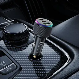 Автомобільний зарядний пристрій Hoco NZ17 USB/2 Type-C PD 75W чорний - мініатюра 2