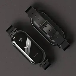 Шкіряний ремінець MiJobs для фітнес-браслета Xiaomi Mi Band 7 Type A чорний - мініатюра 4