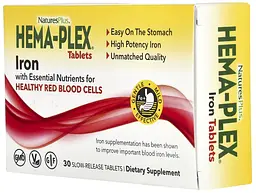 Залізо Hema-Plex 30 таблеток NaturesPlus - мініатюра 2