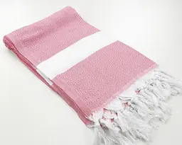 Рушник пештемаль Turkey Towel 100х180 см легкий великий для пляжу басейну бані сауни підстилка на дачу пікнік природу відпустку море ромб рожевий - мініатюра 4
