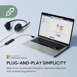 USB-гарнітура Yealink UH34 з мікрофоном, дротові стереонавушники з мікрофоном із шумозаглушенням, професійний робочий - мініатюра 6