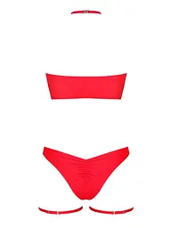 Комплект Obsessive Kissmas Set, S/M, червоний, м’який ліф, трусики зі збіркою, чокер та гартери - мініатюра 4