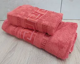 Набір турецьких бамбукових махрових рушників Cestepe 50х90+70х140 Bamboo Grek Orange - мініатюра 2