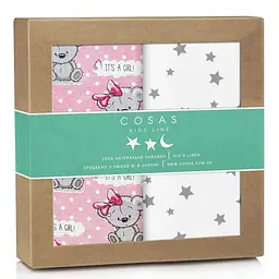 Пелюшки багаторазові Cosas дитячі Girl Bear CS1 2 шт., 80х100 см, білі