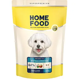 Гіпоалергенний сухий корм для собак дрібних порід Home Food Adult Mini, з фореллю та рисом, 1.6 кг