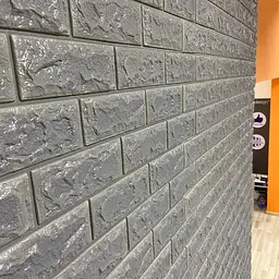Самоклеюча декоративна 3D панель 3D Loft під цеглу срібло 700x770x7мм - мініатюра 5
