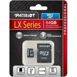 Карта пам'яті Patriot 64Gb microSDXC LX + SD-adapter (PSF64GMCSDXC10) - мініатюра 2