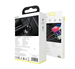 Автомобільний зарядний пристрій BASEUS TZCCBX-0G 2USB кабель Lightning/Micro/Type-C 24W 4.8A + вольтметр - мініатюра 9