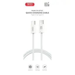 Дата кабель USB-C to USB-C 1.0m 60W white XO (CB-Q73CC) - мініатюра 6