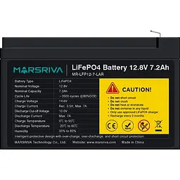 Акумуляторна батарея для ДБЖ Marsriva LiFePO4 12.8 V / 7.2 А*ч (MR-LFP12-7-LAR) - мініатюра 2