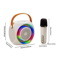 Портативна акустика XO F42 Dazzling RGB караоке з мікрофоном бежева - мініатюра 2