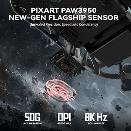 Мишка Attack Shark R2, Wireless/Bluetooth, 42000dpi. (PAW3950), 6кн., Silver gray - мініатюра 8