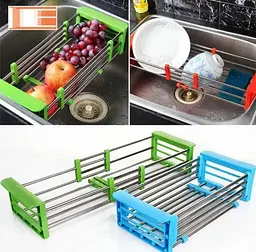 Кухонна полиця Kitchen Drain Shelf Rack багатофункціональна, складана від 33 см до 48 см - мініатюра 2