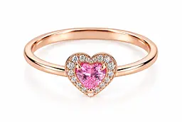 Жіноча золота каблучка Jewellery Continent "Рожеве серце" з фіанітами 14 (К-0923) - мініатюра 2