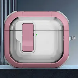 Футляр протиударний Locking Button для навушників Airpods 4 Pink - мініатюра 2