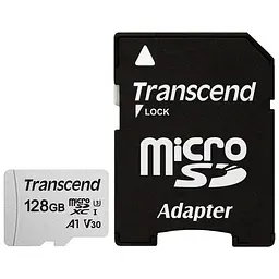 Карта пам'яті Transcend 128GB microSDXC UHS-I/U3 Class 10 300S A1 + SD-adapter (TS128GUSD300S-A) - мініатюра 1