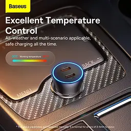 Зарядний пристрій у машину - автоадаптер Baseus Golden Contactor Pro 40W C + C (CGJP000013) темно-сірий - мініатюра 9