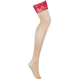 Панчохи під пояс із широким мереживом Obsessive Lacelove stockings XS/S - мініатюра 3