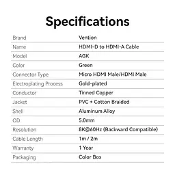 Кабель Vention HDMI-HDMI V 2.0 2 м (AGKGH) - мініатюра 3
