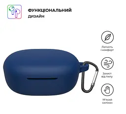 Силіконовий чохол для навушників Xiaomi Redmi Buds 4 Lite, Hang Case, синій, ультратонкий захисний кейс товщиною 2 мм, захист від подряпин, пилу та ударів, компактний, з карабіном для кріплення, ArmorStandart (ARM73545) - мініатюра 2