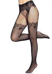 Колготки Leg Avenue Fishnet tights with back seam One size Black, задній шов, мереживо, сітка - мініатюра 3