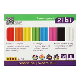 Пластилін KIDS Line, 8 кольорів, 128 г
