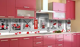 Кухонний фартух Символи Європи вінілова наклейка для кухні ПВХ Лондон Париж колаж Сірий Happy Pocket Z181327 - мініатюра 4