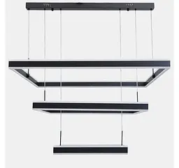 Велика квадратна LED-люстра Artlight 3153-80+60+40BK 375 Вт, 3 режими, пульт, 3 чорні рамки 80/60/40 см, від 30-40 м² - мініатюра 5