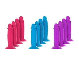 Набор фаллоимитаторов Addiction Silly Willy 3.3” Silicone Dildo, 3 цвета, 12 шт