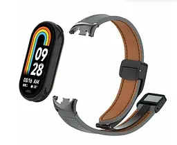 Шкіряний ремінець для XiaomiBand 8 Туманно-сірий - мініатюра 3