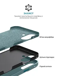Силиконовый чехол для Apple iPhone 16, ICON2 Case, голубой, противоударный, панель, защита всего корпуса, матовая поверхность Soft Touch, выступает над дисплеем, совместим с защитными стеклами и пленками, с микрофиброй, ArmorStandart (ARM79629) - мініатюра 6