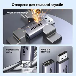 Відеоадаптери UGREEN DP130 DisplayPort - HDMI 4K 30 Гц 2 шт. синьо-сірі (55935) - мініатюра 2