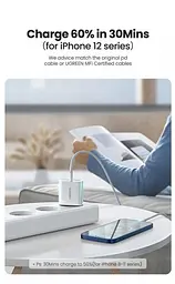 Мережевий зарядний пристрій Ugreen CD137 PD 20W Fast Charger + USB-C to Lightning Cable 1m Suit (50698) - мініатюра 2