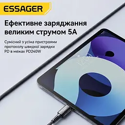 Кабель Essager Type-C – Type-C 240W Sunset, 1 м, чорний - мініатюра 2