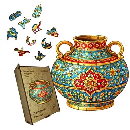 Деревянный фигурный пазл puzzlean Лазурный Кувшин, А3, Картонная коробка 200 элементов