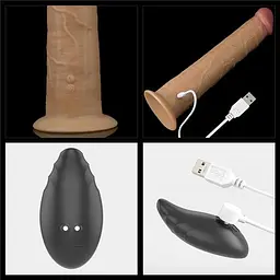 Вібратор - Dual-Layered Silicone Rotator 10" Flesh - мініатюра 4