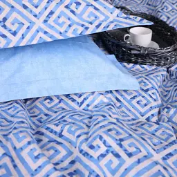 Простирадло на гумці MirSon Поплін 00-5 Geometry Blue 60х120 см блакитне (2200009704512) - мініатюра 7