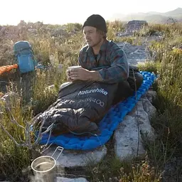 Спальник Naturehike CW400 L (NH18C400-D) з натуральним пухом чорно-блакитний - мініатюра 7