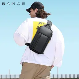 Однолямковий рюкзак через плече Bange BG-7566 7л Сумка-слінг з USB-роз'ємом Black (19367) - мініатюра 9
