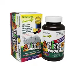 Мультивітамін Natures Plus Мультивітаміни для Дітей, Смак Асорті, Animal Parade, 180 жу (NAP-29982)