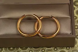 Сережки Xuping Jewelry гладкі кільця з округлими краями 2 см золотисті